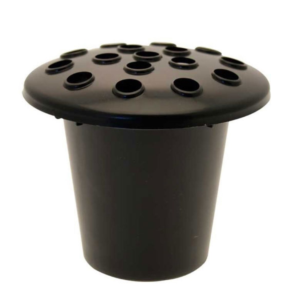 Balck Plastic Grave Pot with Lid Memorial Tributes